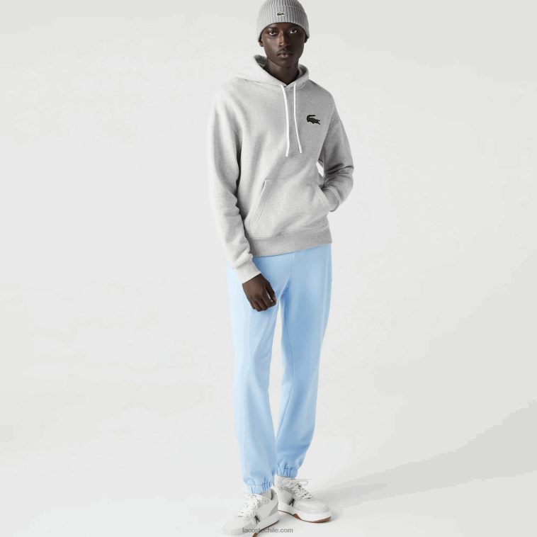 hombres Lacoste lomo gris cca sudadera holgada de algodón orgánico con capucha N6XZ2368