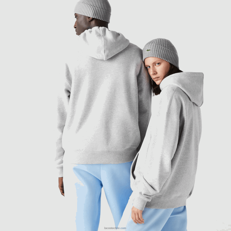 hombres Lacoste lomo gris cca sudadera holgada de algodón orgánico con capucha N6XZ2368