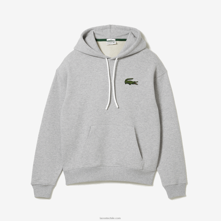 hombres Lacoste lomo gris cca sudadera holgada de algodón orgánico con capucha N6XZ2368