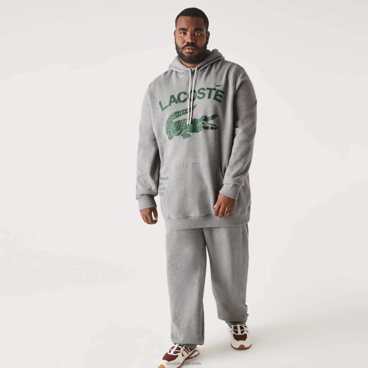 hombres Lacoste lomo gris yrd sudadera con capucha de lana de algodón - tallas grandes - alta N6XZ2364