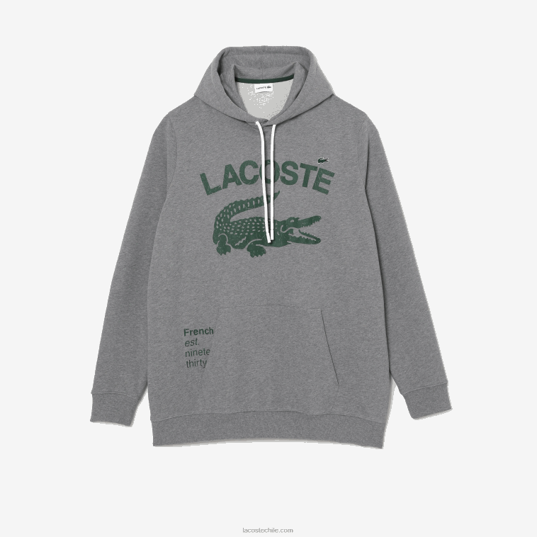hombres Lacoste lomo gris yrd sudadera con capucha de lana de algodón - tallas grandes - alta N6XZ2364