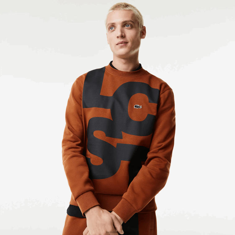 hombres Lacoste marrón 3pb sudadera de corte clásico con letras en contraste N6XZ21040