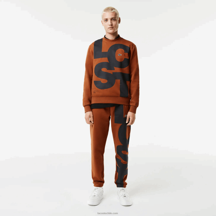 hombres Lacoste marrón 3pb sudadera de corte clásico con letras en contraste N6XZ21040
