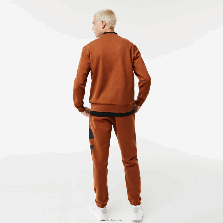 hombres Lacoste marrón 3pb sudadera de corte clásico con letras en contraste N6XZ21040