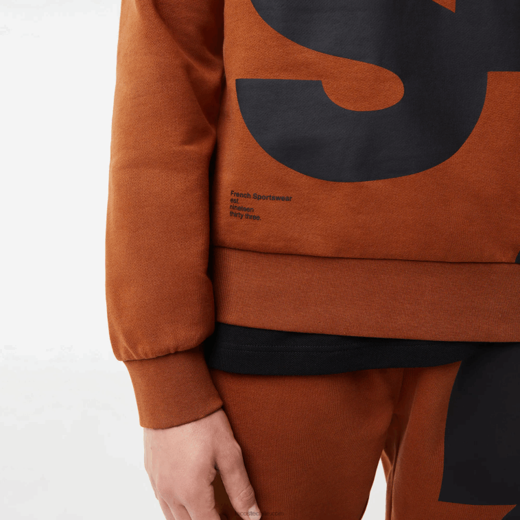 hombres Lacoste marrón 3pb sudadera de corte clásico con letras en contraste N6XZ21040