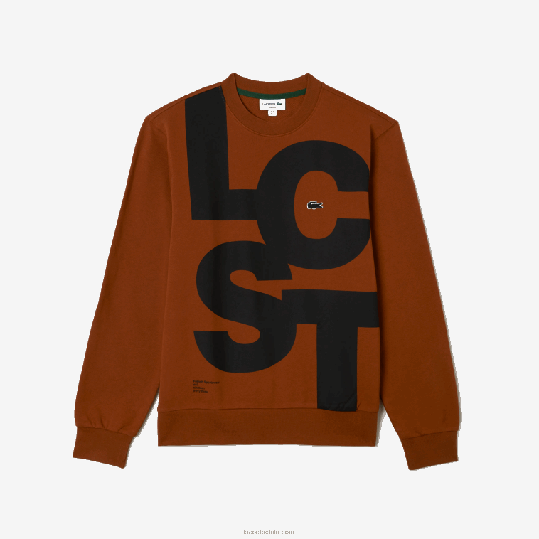 hombres Lacoste marrón 3pb sudadera de corte clásico con letras en contraste N6XZ21040