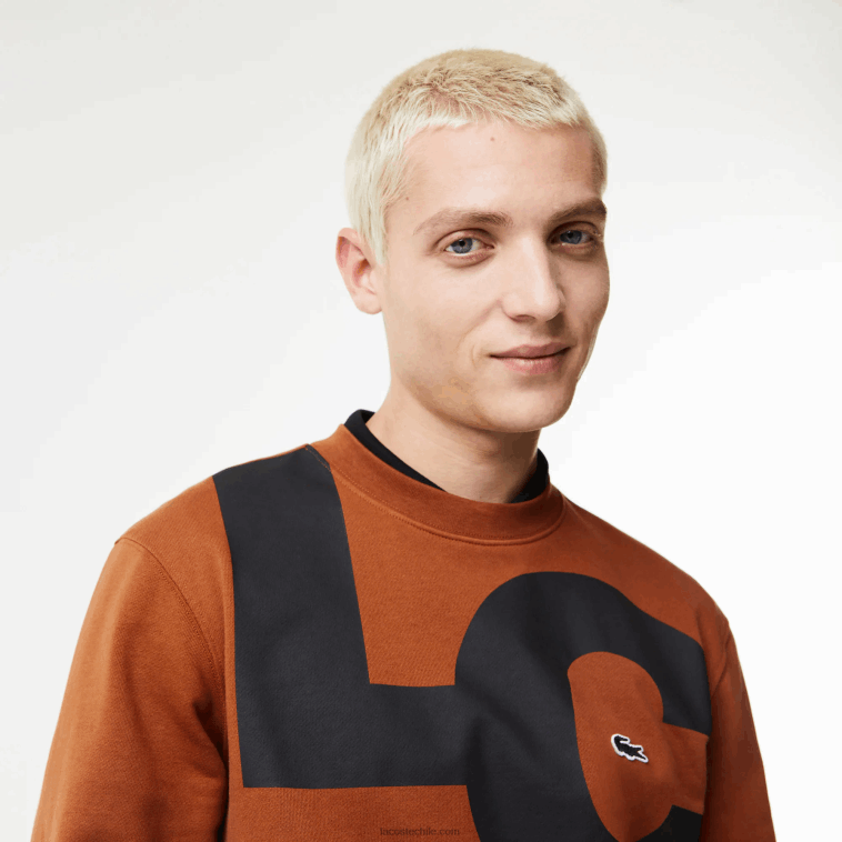 hombres Lacoste marrón 3pb sudadera de corte clásico con letras en contraste N6XZ21040