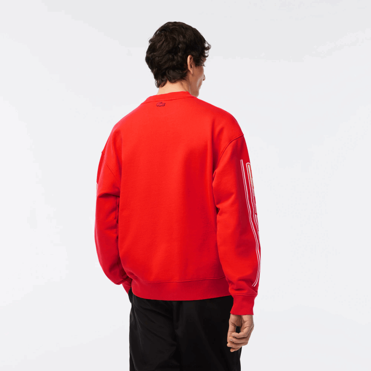 hombres Lacoste naranja 02k sudadera holgada de felpa de algodón N6XZ2327