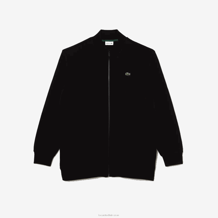 hombres Lacoste negro 031 Sudadera regular fit de felpa de algodón con cremallera - tallas grandes - grande N6XZ2340