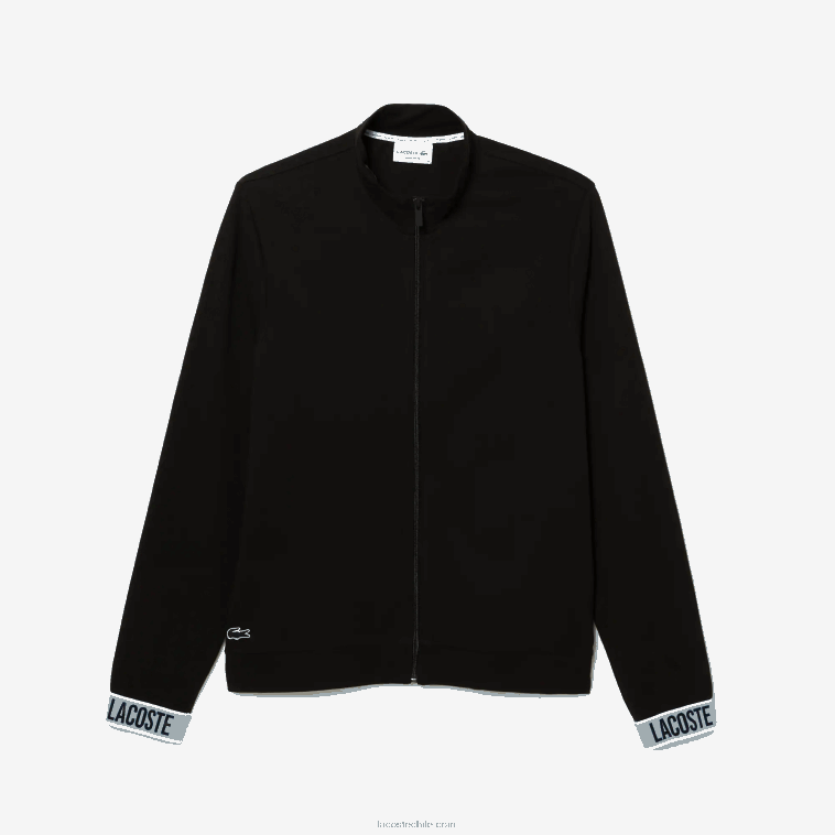 hombres Lacoste negro 031 sudadera con cremallera y cuello alto de algodón orgánico N6XZ21530