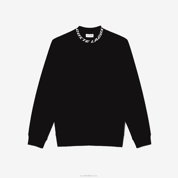 hombres Lacoste negro 031 sudadera con logo en el cuello N6XZ2358