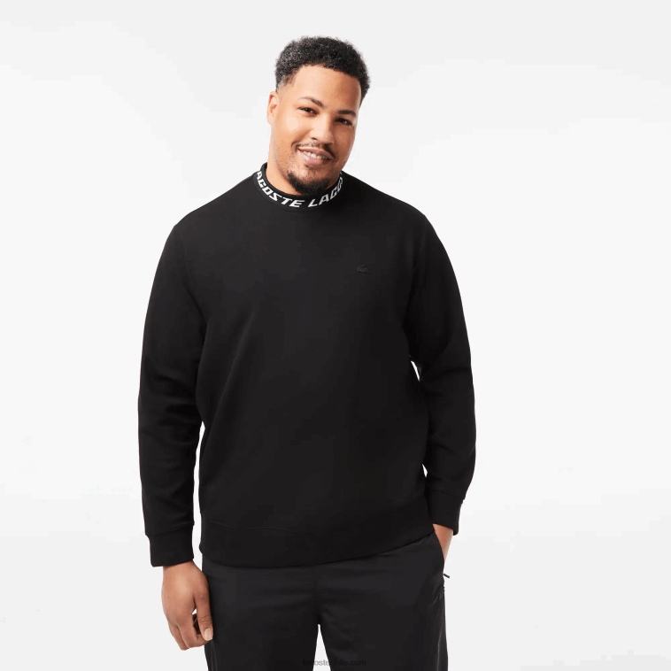 hombres Lacoste negro 031 sudadera con logo en el cuello N6XZ2358