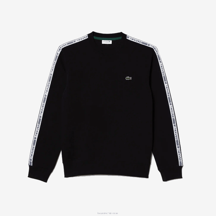 hombres Lacoste negro 031 sudadera de corte clásico con rayas del logo N6XZ2290