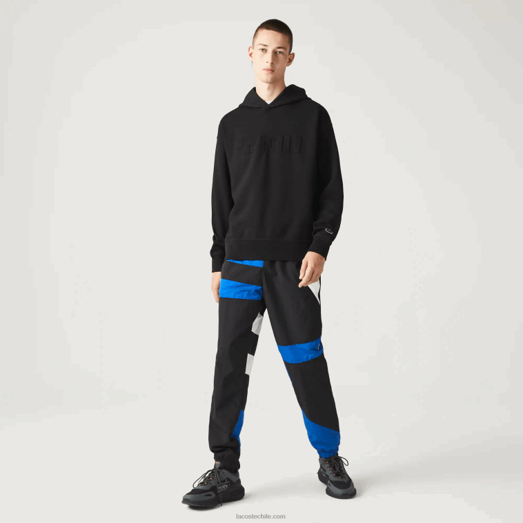 hombres Lacoste negro 031 sudadera holgada con capucha N6XZ21053