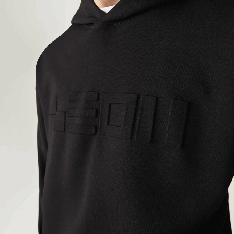 hombres Lacoste negro 031 sudadera holgada con capucha N6XZ21053