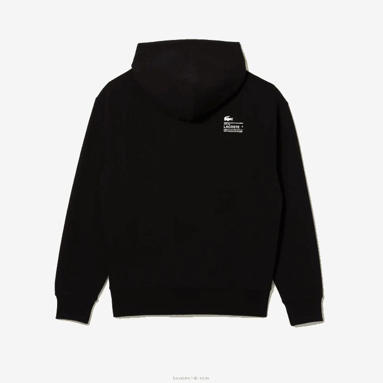 hombres Lacoste negro 031 sudadera holgada con capucha N6XZ21053