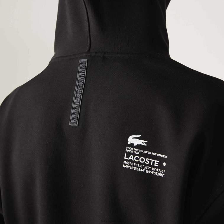 hombres Lacoste negro 031 sudadera holgada con capucha N6XZ21053