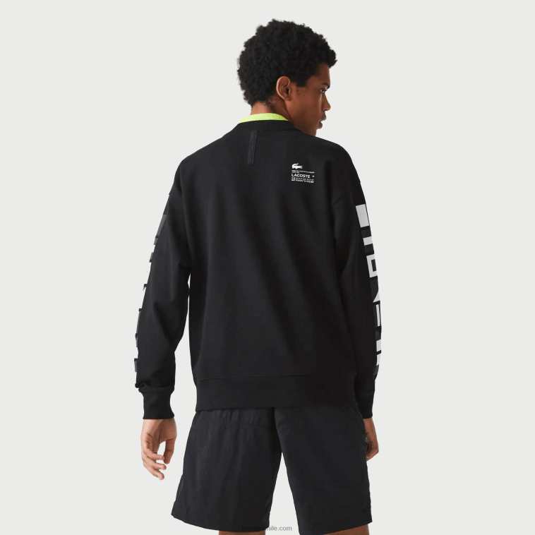 hombres Lacoste negro 031 sudadera holgada con estampado reflectante N6XZ2982