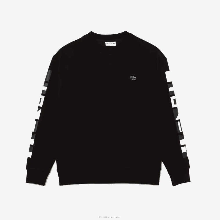 hombres Lacoste negro 031 sudadera holgada con estampado reflectante N6XZ2982
