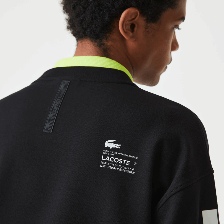 hombres Lacoste negro 031 sudadera holgada con estampado reflectante N6XZ2982