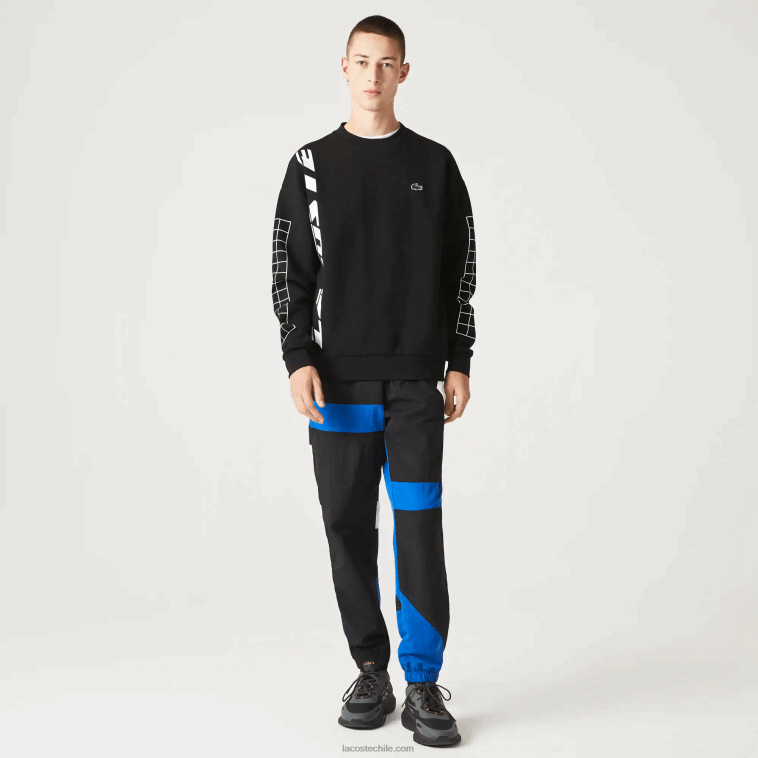 hombres Lacoste negro 031 sudadera holgada de piqué N6XZ2999