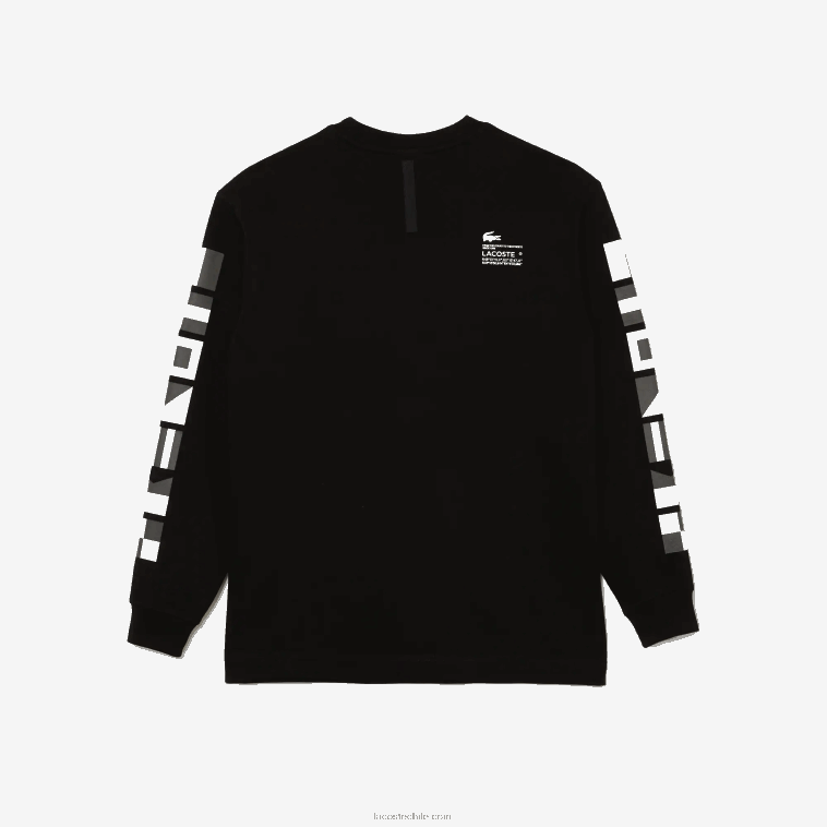 hombres Lacoste negro 031 sudadera holgada de piqué N6XZ2999