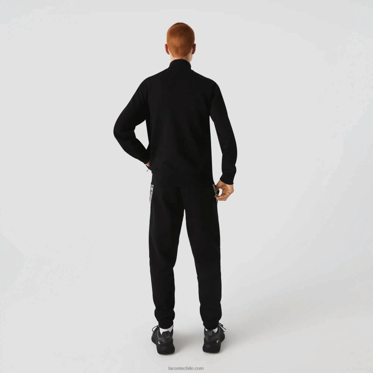hombres Lacoste negro 031 sudadera regular fit de felpa cepillada con cremallera N6XZ21269