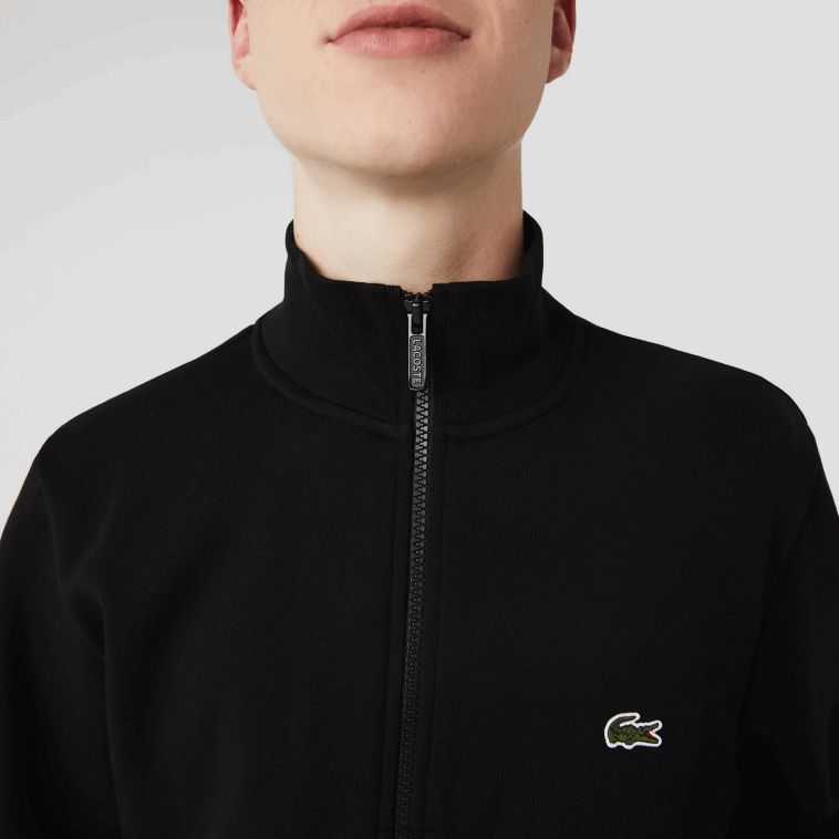 hombres Lacoste negro 031 sudadera regular fit de felpa cepillada con cremallera N6XZ21269