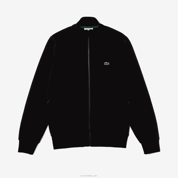 hombres Lacoste negro 031 sudadera regular fit de felpa cepillada con cremallera N6XZ21269