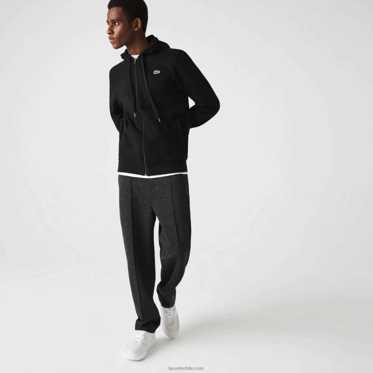 hombres Lacoste negro c31 sudadera con capucha deportiva ligera de dos materiales N6XZ2947