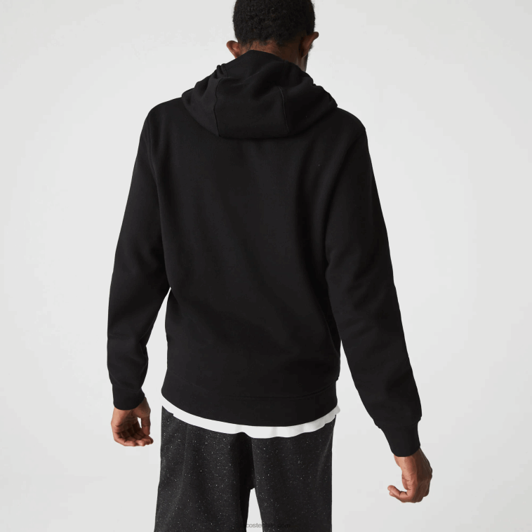hombres Lacoste negro c31 sudadera con capucha deportiva ligera de dos materiales N6XZ2947