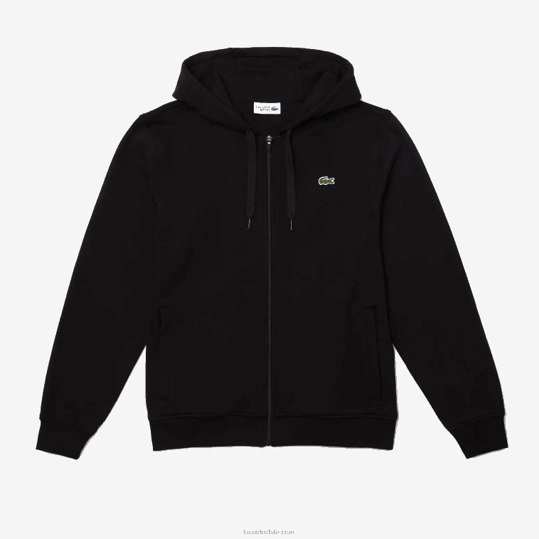 hombres Lacoste negro c31 sudadera con capucha deportiva ligera de dos materiales N6XZ2947