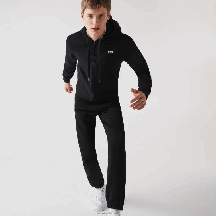 hombres Lacoste negro c31 sudadera con capucha deportiva ligera de dos materiales N6XZ2947