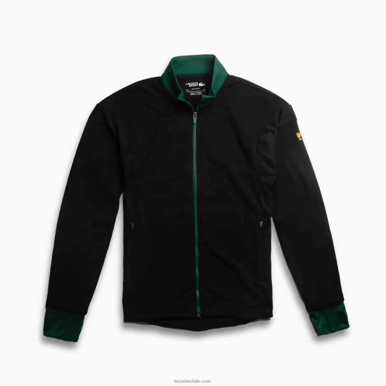 hombres Lacoste negro verde qtx sudadera con cremallera de la Copa del Presidente N6XZ21244
