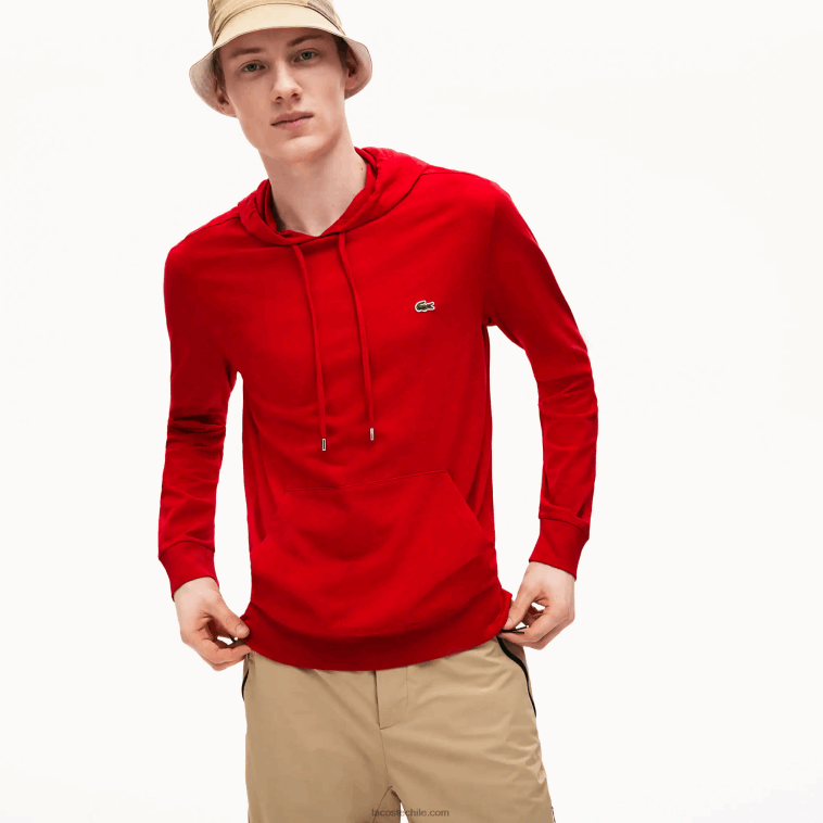 hombres Lacoste rojo 240 sudadera con capucha N6XZ2620