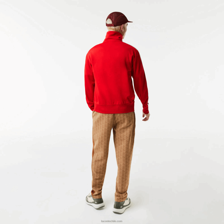 hombres Lacoste rojo 240 sudadera regular fit de piqué con cuello subido y cremallera N6XZ21015