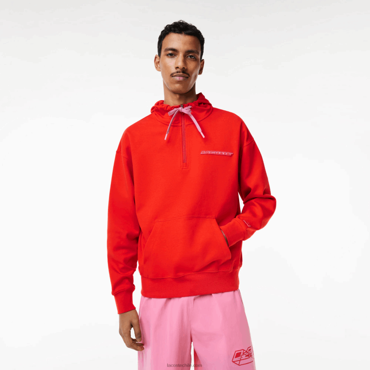 hombres Lacoste rojo s5h sudadera holgada reversible N6XZ2376