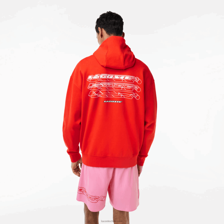 hombres Lacoste rojo s5h sudadera holgada reversible N6XZ2376