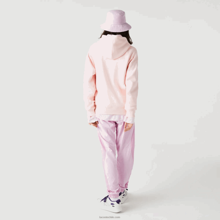 hombres Lacoste rosa claro t03 sudadera holgada de algodón orgánico con capucha N6XZ21158