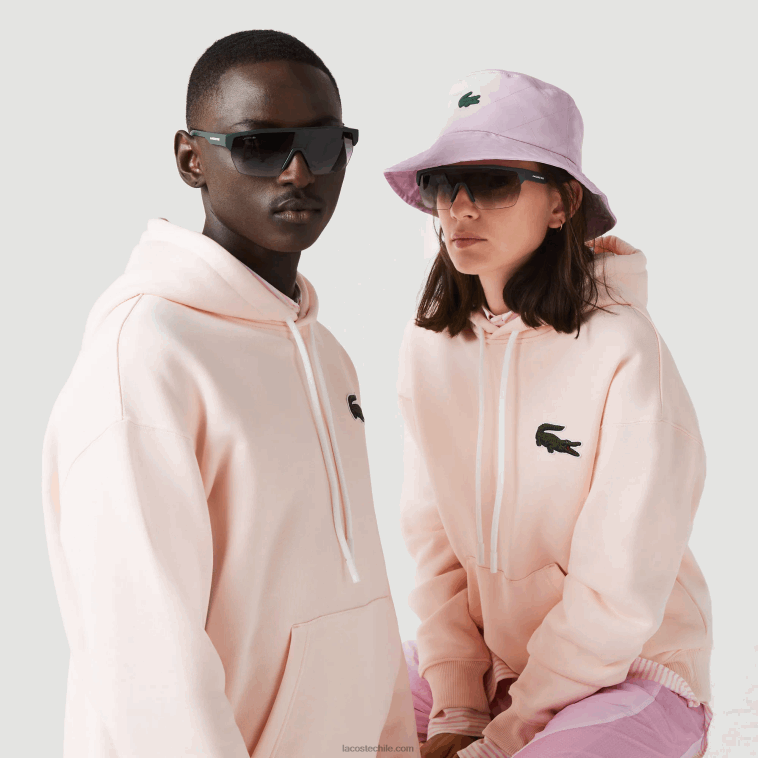 hombres Lacoste rosa claro t03 sudadera holgada de algodón orgánico con capucha N6XZ21158