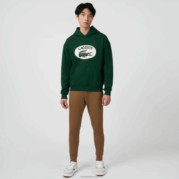 hombres Lacoste verde 132 sudadera holgada con monograma de la marca y capucha N6XZ2970