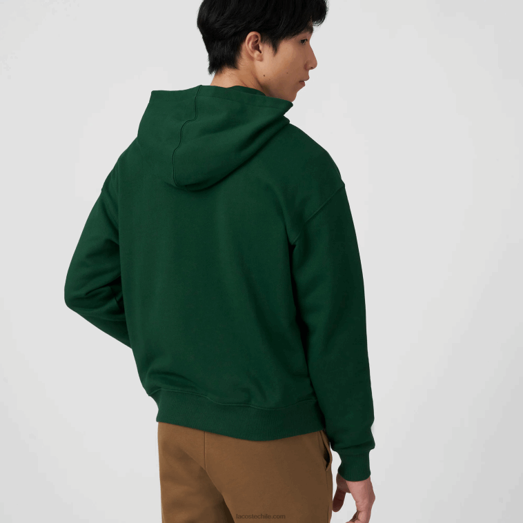 hombres Lacoste verde 132 sudadera holgada con monograma de la marca y capucha N6XZ2970