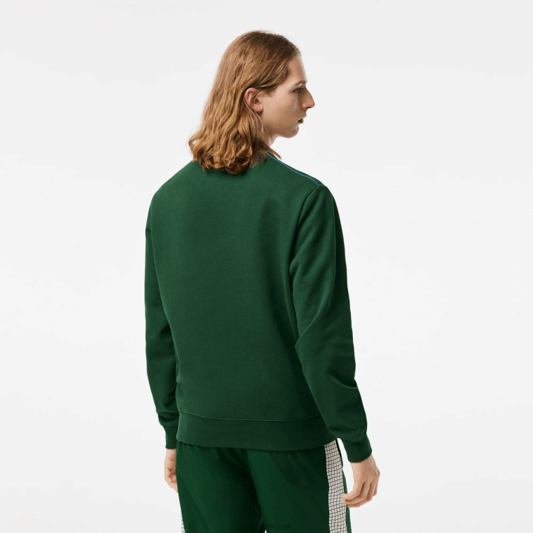 hombres Lacoste verde 132 sudadera polar sin cepillar con cuello redondo N6XZ2299