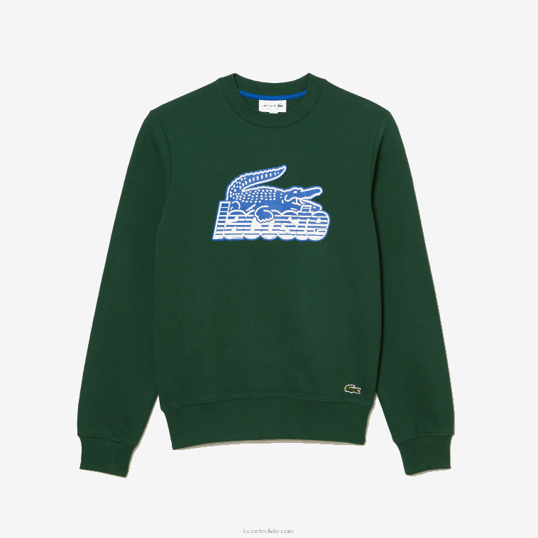 hombres Lacoste verde 132 sudadera polar sin cepillar con cuello redondo N6XZ2299