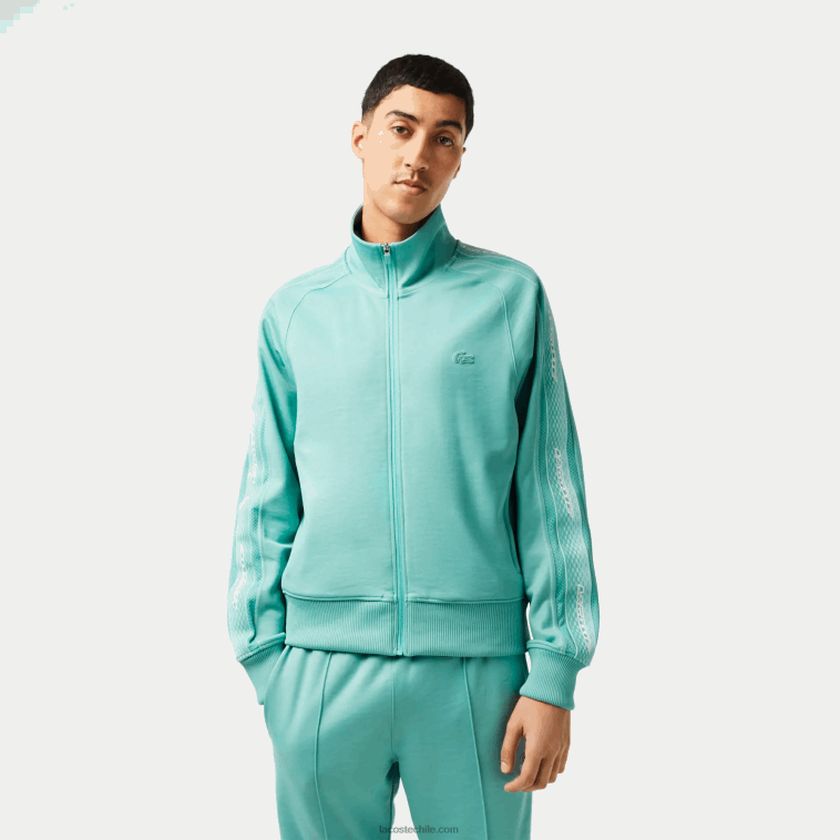 hombres Lacoste verde 3a4 sudadera regular fit de piqué con cremallera N6XZ230