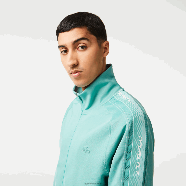 hombres Lacoste verde 3a4 sudadera regular fit de piqué con cremallera N6XZ230