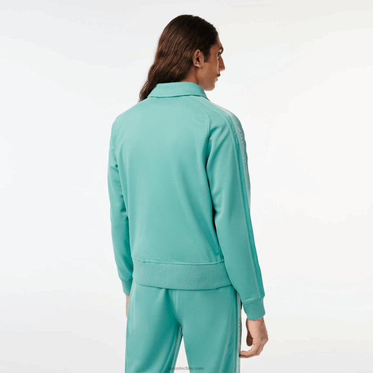 hombres Lacoste verde 3a4 sudadera regular fit de piqué con cremallera N6XZ230