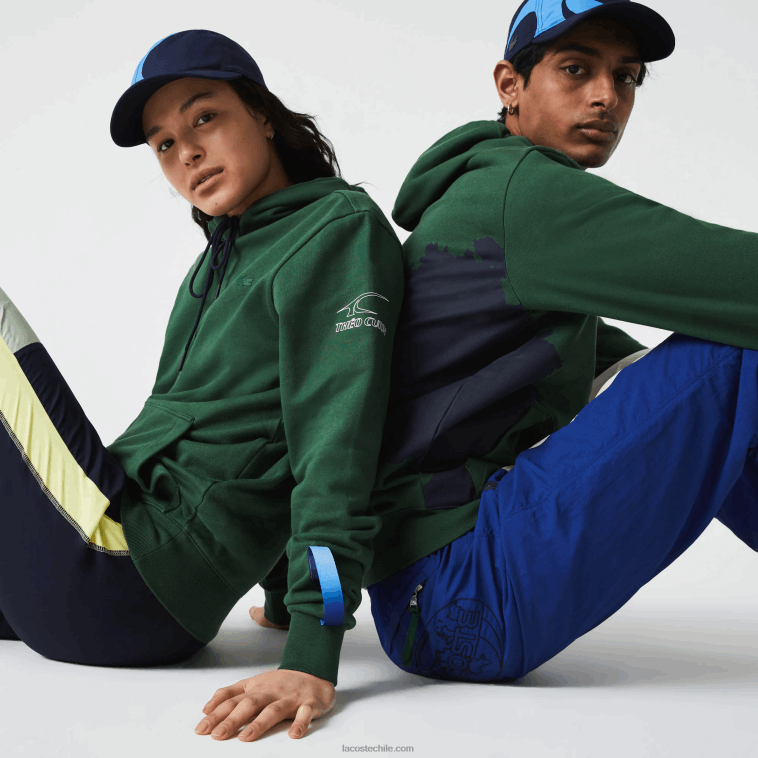 hombres Lacoste verde azul marino nl7 sudadera sport x theo curin de algodón orgánico N6XZ21123