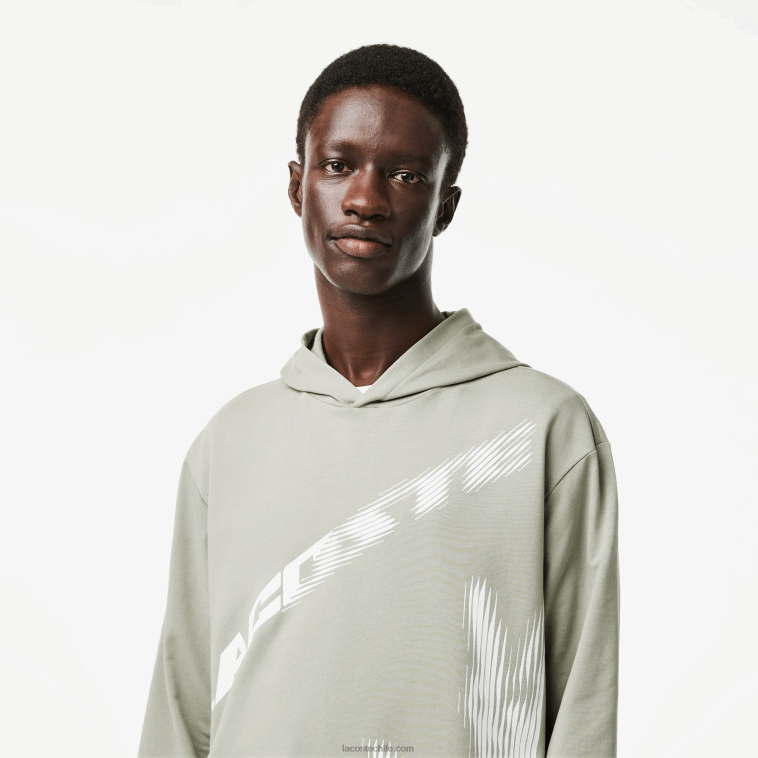 hombres Lacoste verde caqui g21 sudadera con capucha y cocodrilo en contraste N6XZ2547