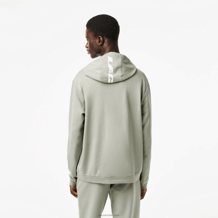 hombres Lacoste verde caqui g21 sudadera con capucha y cocodrilo en contraste N6XZ2547